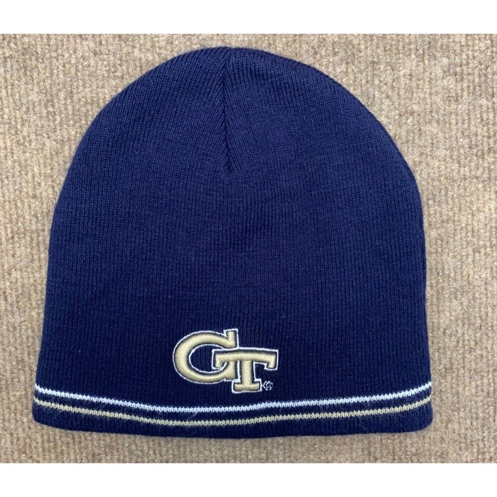Vintage Georgia Tech Beanie Hat Yellow Jackets Knit Embroidered Colosseum